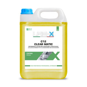 C12 Clear Matic – Detergente alcalino superconcentrato per lavastoviglie professionali